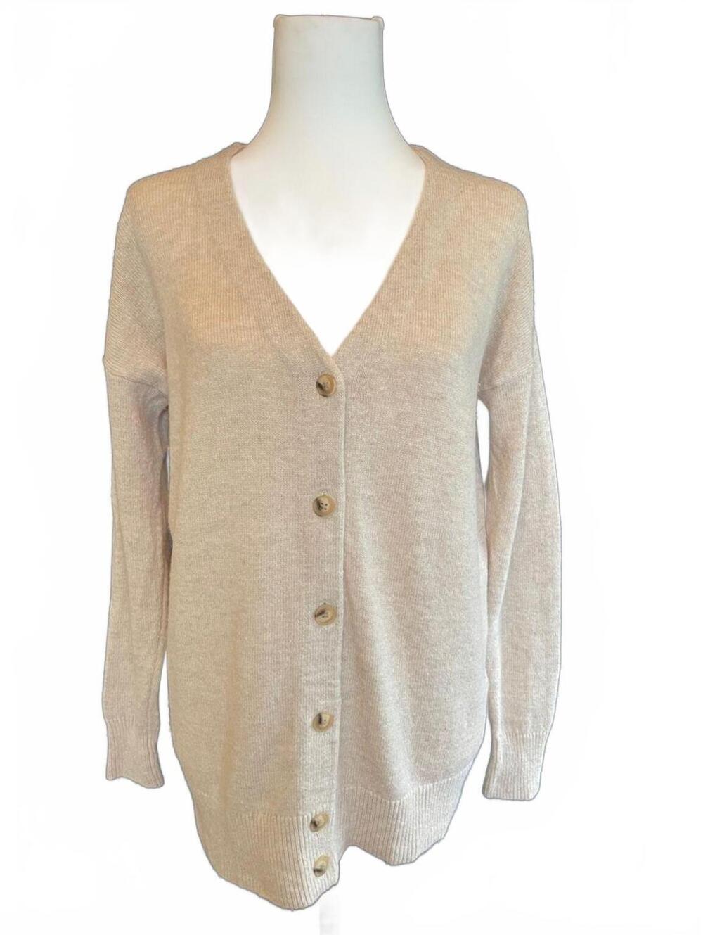 Madewell XS Beige Oversized Merino Cotton Cardigan Fisherman Light Academia Gran